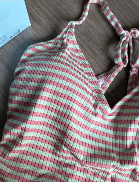 Слитный купальник в полоску Ysabel Mora 82375 LINEAS & WAFFLES, Цвет: мята/розовый, Размеры: 90B, изображение 4