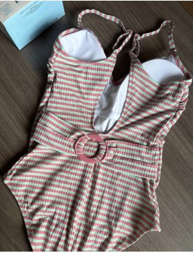 Слитный купальник в полоску Ysabel Mora 82375 LINEAS & WAFFLES, Цвет: мята/розовый, Размеры: 90B, изображение 5