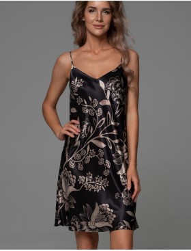 Шёлковая сорочка с принтом Mia-Amore CARMINA 4840 черный, Цвет: черный, Размеры: 2XL