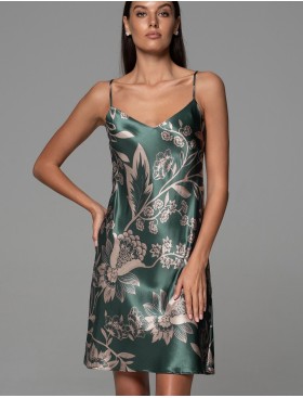 Шёлковая сорочка с принтом Mia-Amore CARMINA 4840 изумрудный, Цвет: изумрудный, Размеры: 2XL