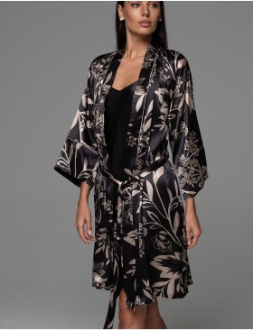 Короткий шёлковый халат Mia-Amore CARMINA 4843 черный, Цвет: черный, Размеры: 2XL/3XL, изображение 4