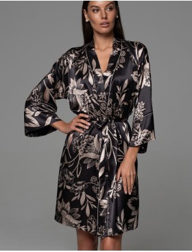 Короткий шёлковый халат Mia-Amore CARMINA 4843 черный, Цвет: черный, Размеры: 2XL/3XL