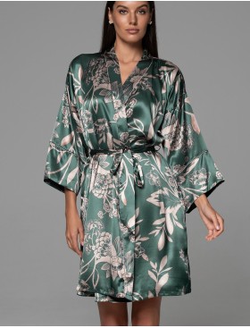 Короткий шёлковый халат Mia-Amore CARMINA 4843 изумрудный, Цвет: изумрудный, Размеры: 4XL/5XL, изображение 3