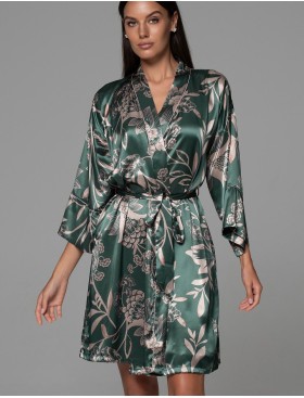 Короткий шёлковый халат Mia-Amore CARMINA 4843 изумрудный, Цвет: изумрудный, Размеры: 4XL/5XL, изображение 4