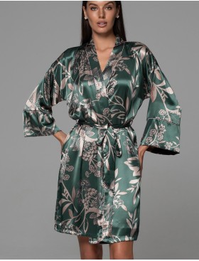 Короткий шёлковый халат Mia-Amore CARMINA 4843 изумрудный, Цвет: изумрудный, Размеры: 4XL/5XL