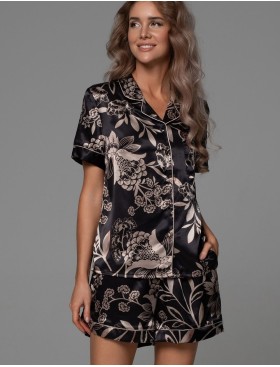 Пижама рубашка с шортами Mia-Amore CARMINA 4844 черный, Цвет: черный, Размеры: 4XL, изображение 4