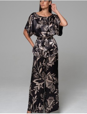 Шёлковая пижама с брюками Mia-Amore CARMINA 4846 черный, Цвет: черный, Размеры: 2XL, изображение 2