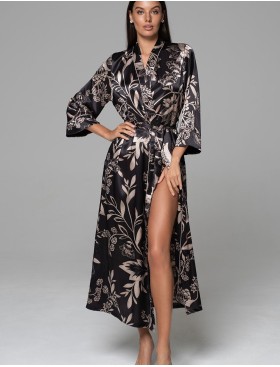 Длинный шёлковый халат Mia-Amore CARMINA 4849 черный, Цвет: черный, Размеры: 2XL/3XL, изображение 2