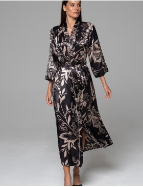 Длинный шёлковый халат Mia-Amore CARMINA 4849 черный, Цвет: черный, Размеры: 2XL/3XL