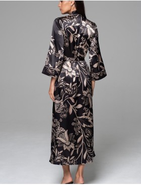 Длинный шёлковый халат Mia-Amore CARMINA 4849 черный, Цвет: черный, Размеры: 2XL/3XL, изображение 3