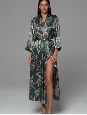 Длинный шёлковый халат Mia-Amore CARMINA 4849 изумрудный, Цвет: изумрудный, Размеры: 2XL/3XL, изображение 3