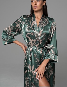 Длинный шёлковый халат Mia-Amore CARMINA 4849 изумрудный, Цвет: изумрудный, Размеры: 2XL/3XL