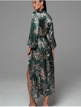 Длинный шёлковый халат Mia-Amore CARMINA 4849 изумрудный, Цвет: изумрудный, Размеры: 2XL/3XL, изображение 4