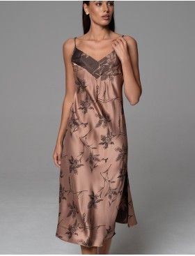 Длинная сорочка из смесового шёлка Mia-Amore SHEILA 4286, Цвет: кофейный, Размеры: 2XL