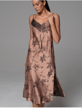 Длинная сорочка из смесового шёлка Mia-Amore SHEILA 4286, Цвет: кофейный, Размеры: 2XL, изображение 4