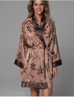 Халат из жаккардового смесового шёлка Mia-Amore SHEILA 4893, Цвет: кофейный, Размеры: 2XL/3XL, изображение 4