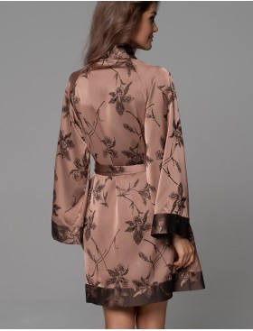 Халат из жаккардового смесового шёлка Mia-Amore SHEILA 4893, Цвет: кофейный, Размеры: 2XL/3XL, изображение 2