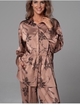 Шёлковая пижама Mia-Amore SHEILA 4895, Цвет: кофейный, Размеры: 2XL