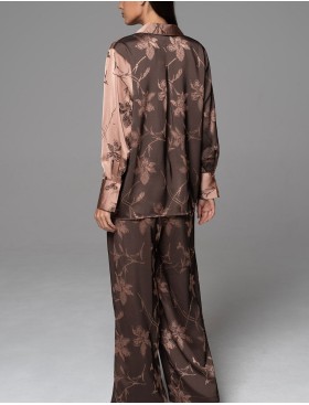 Шёлковый домашний комплект Mia-Amore SHEILA 4897, Цвет: кофейный, Размеры: 3XL, изображение 2
