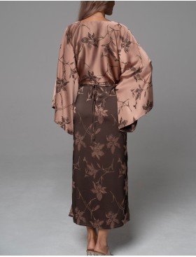 Туника из жаккардового двухцветного шёлка Mia-Amore SHEILA 4898, Цвет: кофейный, Размеры: 2XL/3XL, изображение 2