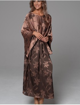 Туника из жаккардового двухцветного шёлка Mia-Amore SHEILA 4898, Цвет: кофейный, Размеры: 2XL/3XL, изображение 3