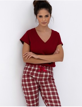 Пижама из футболки и брюк Sensis ALIVIA, Цвет: тёмно-красный, Размеры: M