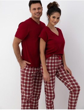 Пижама из футболки и брюк Sensis ALIVIA, Цвет: тёмно-красный, Размеры: M, изображение 3