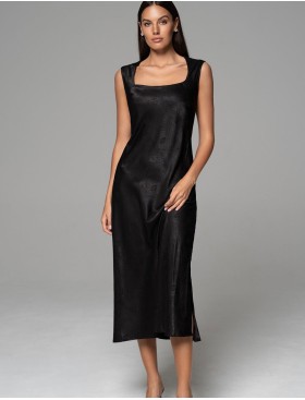 Длинная шёлковая сорочка Mia-Amore ANORA 4801 черный, Цвет: черный, Размеры: 2XL