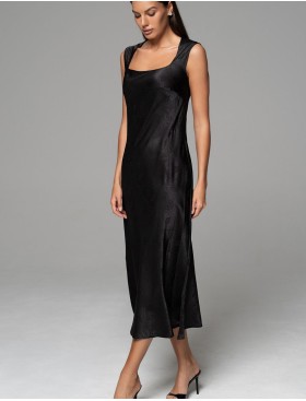 Длинная шёлковая сорочка Mia-Amore ANORA 4801 черный, Цвет: черный, Размеры: 2XL, изображение 4