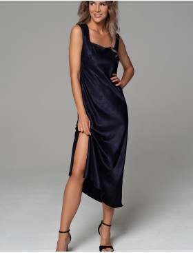 Длинная шёлковая сорочка Mia-Amore ANORA 4801 темно-синий, Цвет: темно-синий, Размеры: 2XL, изображение 4