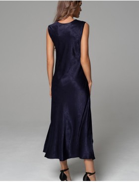 Длинная шёлковая сорочка Mia-Amore ANORA 4801 темно-синий, Цвет: темно-синий, Размеры: 2XL, изображение 2