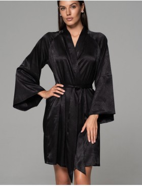 Халат из жаккардового шёлка Mia-Amore ANORA 4803 черный, Цвет: черный, Размеры: 2XL/3XL
