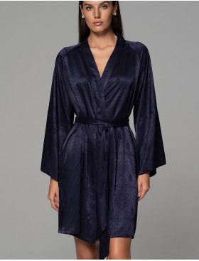 Халат из жаккардового шёлка Mia-Amore ANORA 4803 темно-синий, Цвет: темно-синий, Размеры: 2XL/3XL, изображение 3