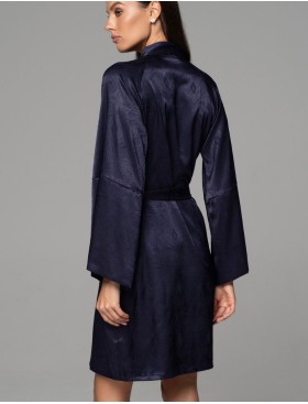 Халат из жаккардового шёлка Mia-Amore ANORA 4803 темно-синий, Цвет: темно-синий, Размеры: 2XL/3XL, изображение 4