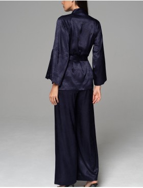 Шёлковая пижама-тройка Mia-Amore ANORA 4805 темно-синий, Цвет: темно-синий, Размеры: 2XL, изображение 4