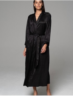 Халат с жаккардовым узором Mia-Amore ANORA 4809 черный, Цвет: черный, Размеры: 2XL/3XL, изображение 2