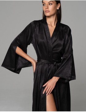 Халат с жаккардовым узором Mia-Amore ANORA 4809 черный, Цвет: черный, Размеры: 2XL/3XL, изображение 3