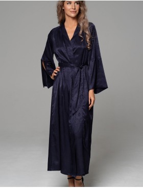 Халат с жаккардовым узором Mia-Amore ANORA 4809 темно-синий, Цвет: темно-синий, Размеры: 2XL/3XL, изображение 4