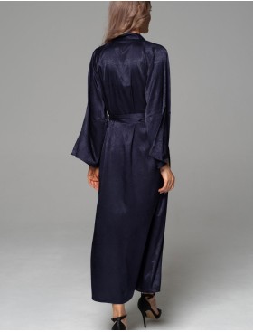 Халат с жаккардовым узором Mia-Amore ANORA 4809 темно-синий, Цвет: темно-синий, Размеры: 2XL/3XL, изображение 2