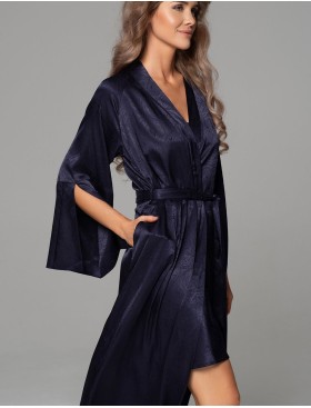 Халат с жаккардовым узором Mia-Amore ANORA 4809 темно-синий, Цвет: темно-синий, Размеры: 2XL/3XL, изображение 3