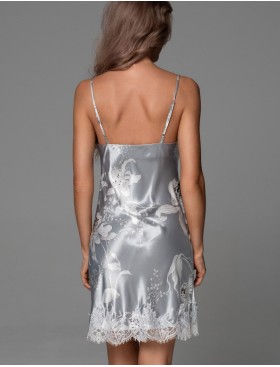 Короткая шёлковая сорочка Mia-Amore ARABEL 4770 серебристый, Цвет: серебристый, Размеры: 3XL, изображение 3