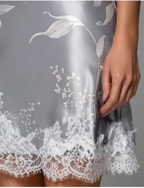 Короткая шёлковая сорочка Mia-Amore ARABEL 4770 серебристый, Цвет: серебристый, Размеры: 3XL, изображение 2