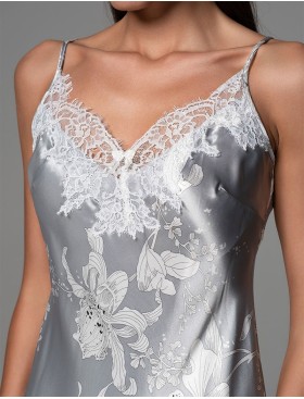 Короткая шёлковая сорочка Mia-Amore ARABEL 4771 серебристый, Цвет: серебристый, Размеры: 2XL, изображение 3