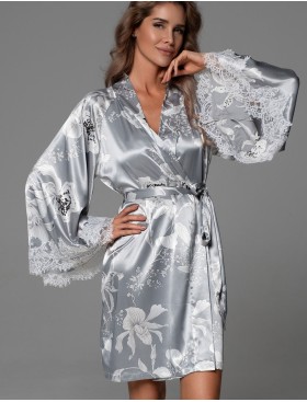 Короткий запашной халат Mia-Amore ARABEL 4773 серебристый, Цвет: серебристый, Размеры: 2XL/3XL