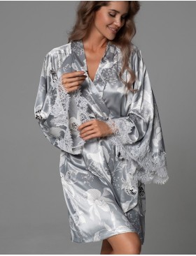 Короткий запашной халат Mia-Amore ARABEL 4773 серебристый, Цвет: серебристый, Размеры: 2XL/3XL, изображение 4