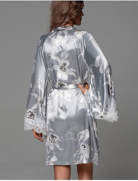 Короткий запашной халат Mia-Amore ARABEL 4773 серебристый, Цвет: серебристый, Размеры: 2XL/3XL, изображение 3