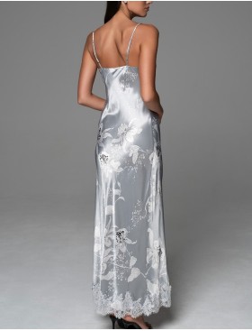 Длинная шёлковая сорочка Mia-Amore ARABEL 4774 серебристый, Цвет: серебристый, Размеры: 2XL, изображение 2