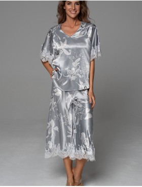Шёлковая пижама Mia-Amore ARABEL 4775 серебристый, Цвет: серебристый, Размеры: 2XL