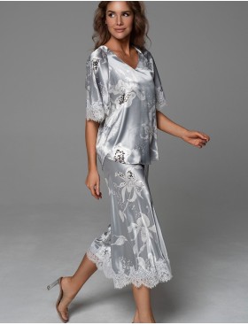 Шёлковая пижама Mia-Amore ARABEL 4775 серебристый, Цвет: серебристый, Размеры: 2XL, изображение 2