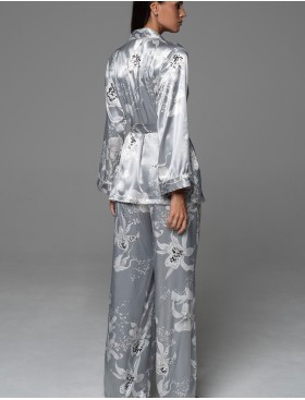 Шёлковая классическая пижама Mia-Amore ARABEL 4777 серебристый, Цвет: серебристый, Размеры: 2XL, изображение 2